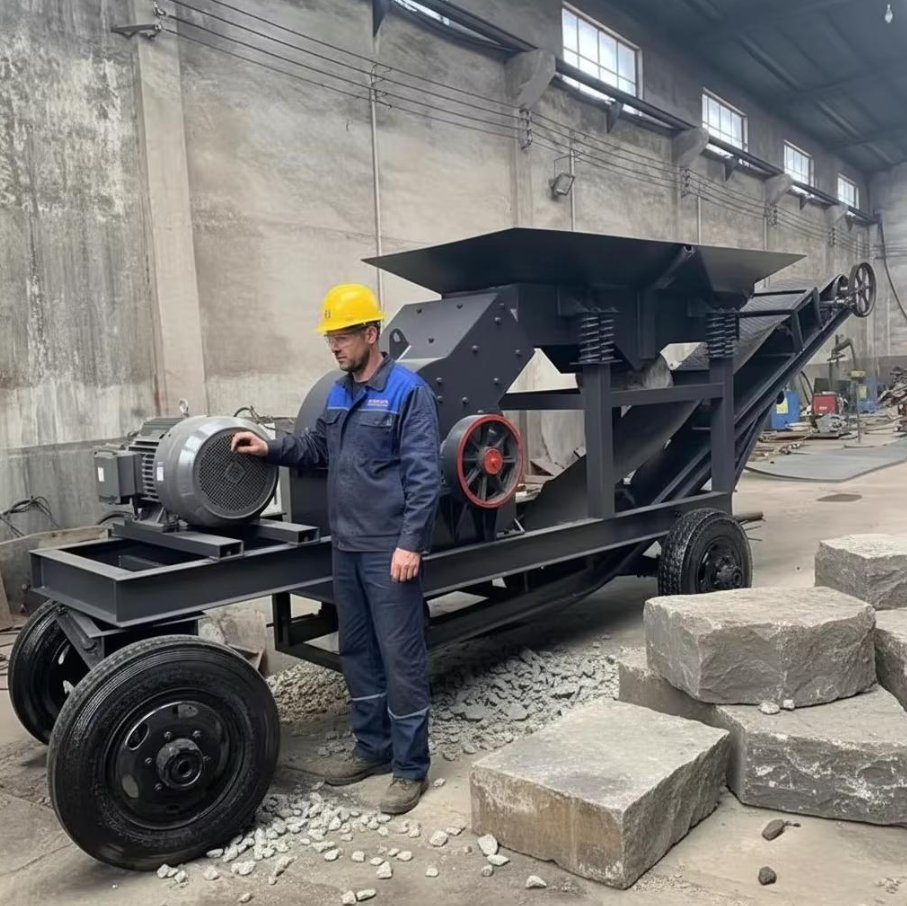 WSHT Wheel Type Diesel Mobile Hammer Crusher Tire Mounted Portable Stone Crushing Machine