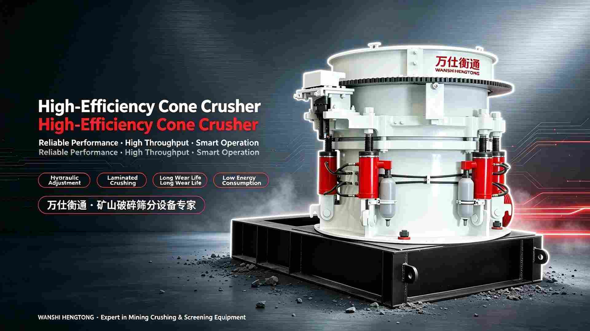WSHT Multi-Cylinder Hydraulic Cone Crusher High Output Medium Fine Stone Crushing Machine